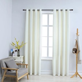 Cortinas blackout com argolas 2 pcs 140x245 cm veludo creme