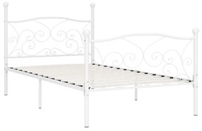 Estrutura de cama com estrado de ripas 90x200 cm metal branco