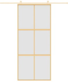 Porta deslizante 90x205 cm vidro ESG fosco/alumínio dourado
