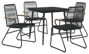Conjunto de jantar para jardim 5 pcs vime PVC preto