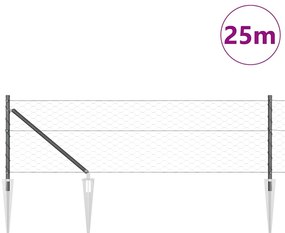 Cerca Hexagonal vidaXL Cinza 0.6x25 m Aço