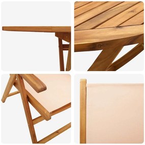 Conjunto de Jantar de Jardim Manual 7 pcs Bege 6-Pessoas
