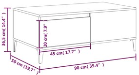 Mesa de centro 90x50x36,5 cm derivados madeira branco brilhante