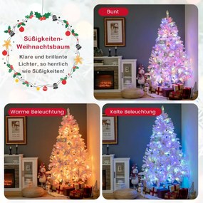 Árvore de Natal fina com enfeites de lápis de 180 cm e luzes LED brancas quentes