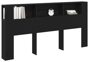 Cabeceira de Armário vidaXL Carvalho Preto 200x18,5x104,5 cm