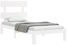 Cama sem colchão 100x200 cm madeira de pinho maciça branco