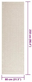 Tapete ZIZUR creme 80x250cm aspeto de juta interior e exterior