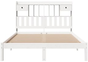 Cama com estante sem colchão 140x200 cm pinho maciço branco