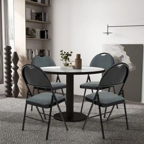Conjunto de 4 cadeiras dobráveis portáteis com assento almofadado e encosto em tecido Estrutura metálica estofada para escritório casa Cinzento