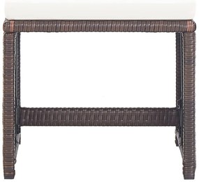 Bancos de jardim 4 pcs com almofadões vime PE castanho