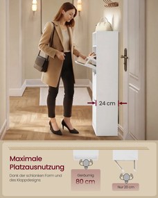 Sapateira com 3 portas, 24 x 60 x 139 cm, branco