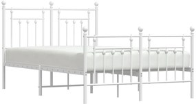 Estrutura de cama com cabeceira e pés 120x190 cm metal branco