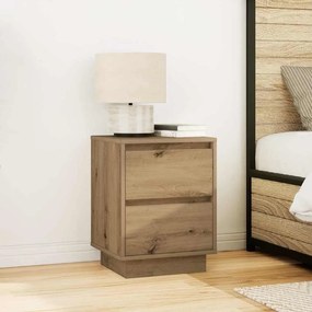 Mesas cabeceira c/ luzes LED 2pcs 38x34x50cm carvalho artesanal