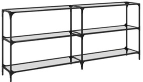 Mesa consola com tampo em vidro transparente 194,5x30x81 cm aço