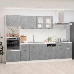 3067627 vidaXL 7 pcs conj. armários de cozinha contraplacado cinzento cimento