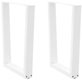 Mesa de jantar pernas 2pcs forma de V 70x(72-73,3)cm aço branco