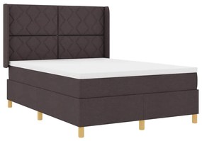 Cama Box com Colchão e LED Castanho Escuro 140x190 cm em Tecido