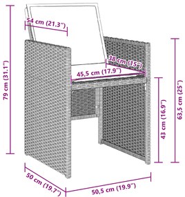 Conjunto de Jantar de 9 Peças com Almofadas Cinza Claro Polyrattan