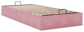 Ottoman Bed Frame No Colchão Rosa 90x200 cm Veludo