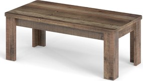 Mesa de Centro Retangular, 120 x 60 x 46 cm, Tampo com Textura Vintage, Castanho