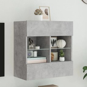 vidaXL Móvel parede p/ TV c/ luzes LED 58,5x30x60,5 cm cinza cimento
