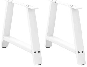 vidaXL Pés para mesa de centro em formato A, 2 peças, branco, 70x (42-43) cm, aço