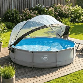 Piscina redonda Soft ø360x76cm com bomba de filtragem e cobertura - cinzenta