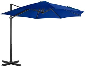 Guarda-sol cantilever com poste alumínio 300 cm azul ciano