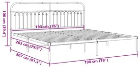 Estrutura de cama com cabeceira 193x203 cm metal branco