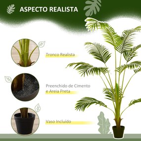 HOMCOM Palmeira Areca Artificial 170cm Planta Artificial com 11 Folhas