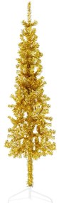 vidaXL Meia árvore de Natal fina com suporte 150 cm dourado