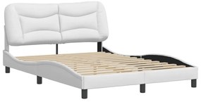 Estrutura cama c/ cabeceira 140x200 cm couro artificial branco