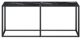 Mesa consola mármore preto 180x35x75,5 cm vidro temperado