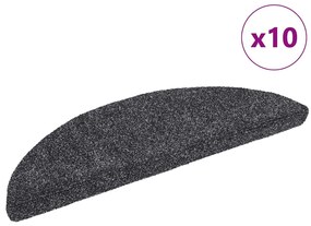 vidaXL Tapetes de escada autoadesivos 10 pcs 56x17x3 cm cinza-escuro