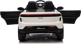 Carro elétrico para Crianças 2 a 6 anos 12V 4x4 Porsche Macan, Rodas de espuma EVA, Controle remoto Branco