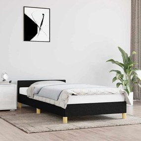 Estrutura cama c/ cabeceira sem colchão tecido 80x200 cm preto