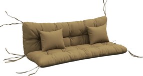 Outsunny Conjunto de 4 almofadas de assento, 150x50 cm resistente à água, almofadas com fitas, 10cm de espessura Marrom | Aosom Portugal