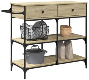 Carrinho de cozinha 105x42x95 cm deriv. madeira carvalho sonoma