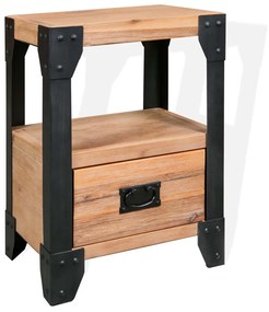 Mesa de cabeceira 40x30x54 cm madeira de acácia maciça e aço
