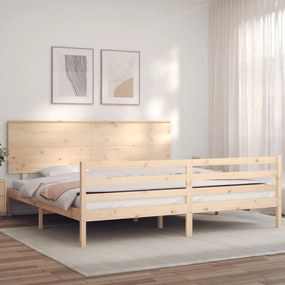 Estrutura de cama Super King Size com cabeceira madeira maciça