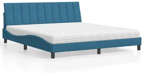 Cama com colchão 180x200 cm veludo azul