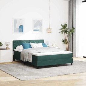 vidaXL Cama Box Spring LED Verde Escuro 140 x 200 cm Veludo