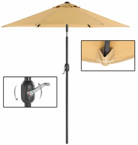 Guarda-sol Ø 200 cm com inclinação proteção UPF 50+Taupe