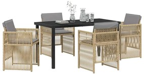 Conjunto de Jantar para Jardim de 5 Peças com Almofadas de Rattan Sint