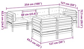 7 pcs conj. sofás jardim c/ almofadões madeira abeto-de-douglas