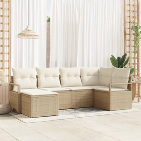 Conjunto de Sofá de Jardim vidaXL com Almofadas Marrom Rattan Poliéster