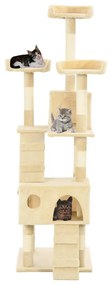 Árvore para gatos c/ postes arranhadores sisal 170 cm bege
