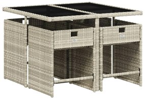 5 pcs conjunto de jantar p/ jardim c/ almofadões cinzento claro