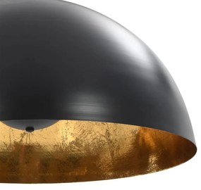 Candeeiros de teto 2 pcs semiesférico 50 cm E27 preto e dourado
