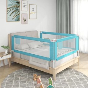 10211 vidaXL Barra de segurança p/ cama infantil tecido 150x25 cm azul